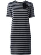 Marc By Marc Jacobs Striped Short Sleeve Dress, Women's, Size: Large, Grey, Cotton