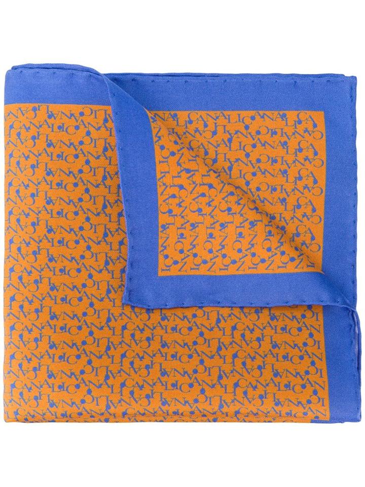 Canali Logo Silk Handkerchief - Yellow