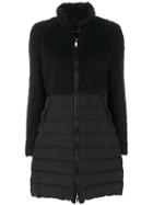 Emporio Armani Fur Effect Padded Coat - Black