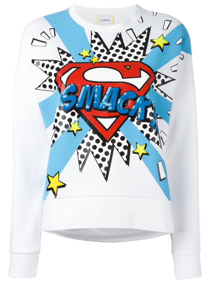 Iceberg Pop Art-print Sweatshirt, Women's, Size: 38, White, Cotton/polyester