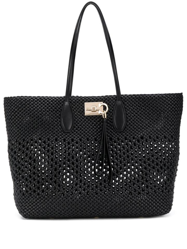 Salvatore Ferragamo Net Structured Tote - Black