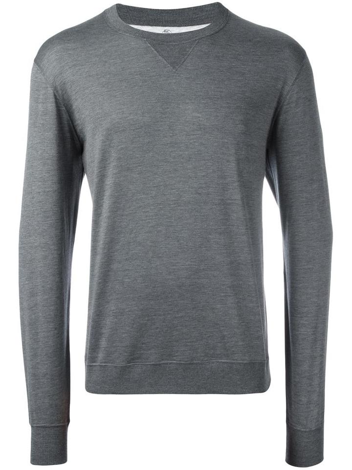 Brunello Cucinelli Crew Neck Jumper, Men's, Size: Xl, Grey, Silk/cotton