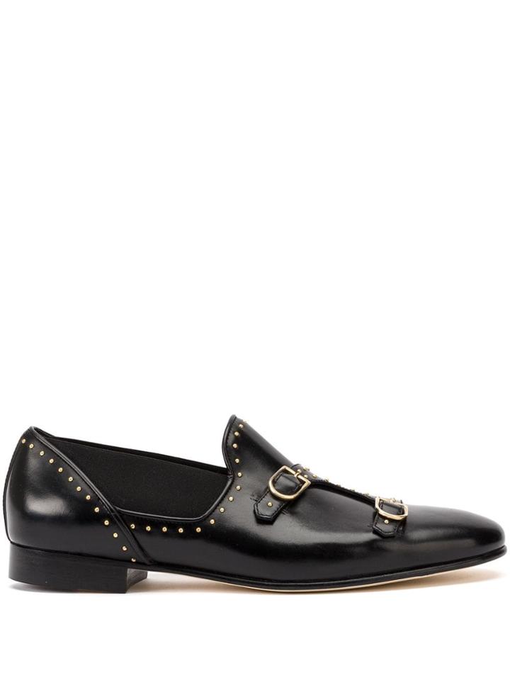 Edhen Milano Studded Monk Shoes - Black