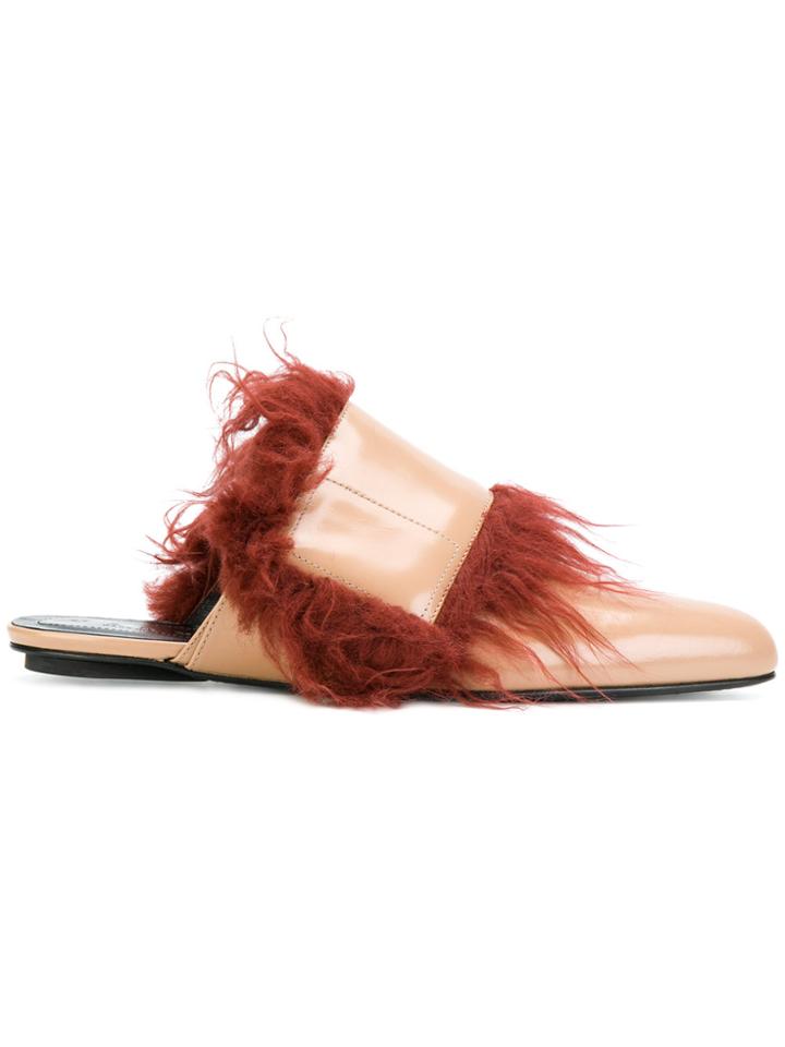Marni Furry Mules - Nude & Neutrals
