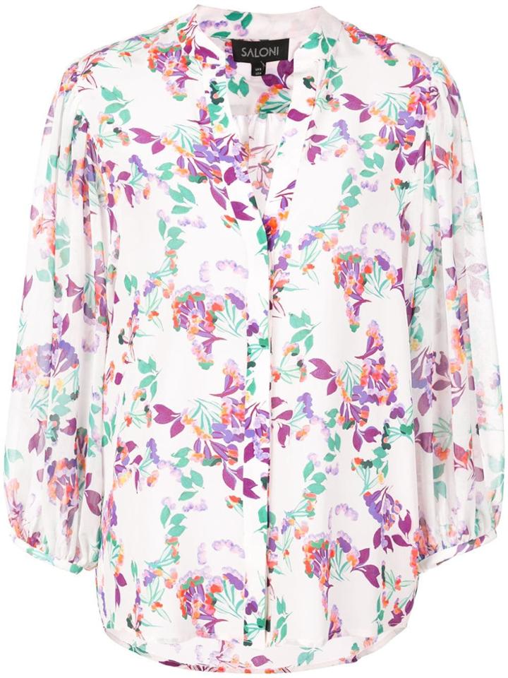 Saloni Floral Print Blouse - White