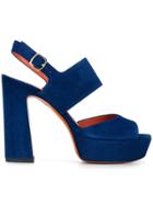 Santoni Suede Platform Sandals - Blue
