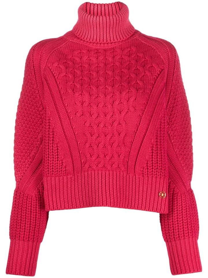 Elisabetta Franchi Cropped Turtleneck Jumper - Pink