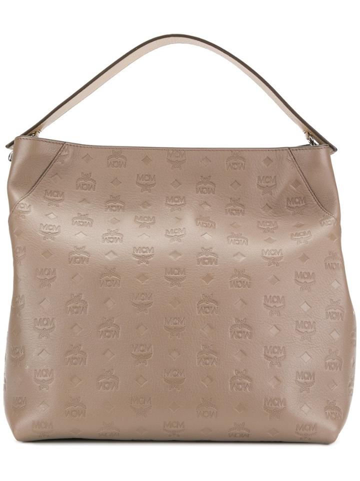 Mcm Monogram Print Shoulder Bag - Neutrals