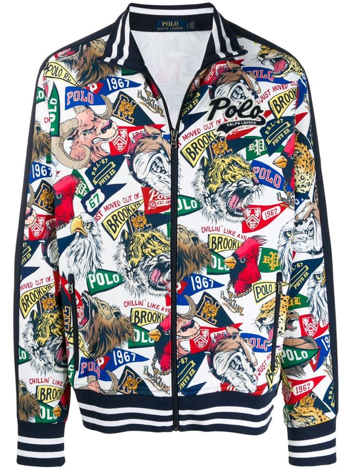 Polo Ralph Lauren Embroidered Logo Patch Bomber Jacket - White