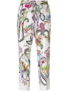 Etro Floral Print Cropped Trousers, Women's, Size: 46, White, Silk