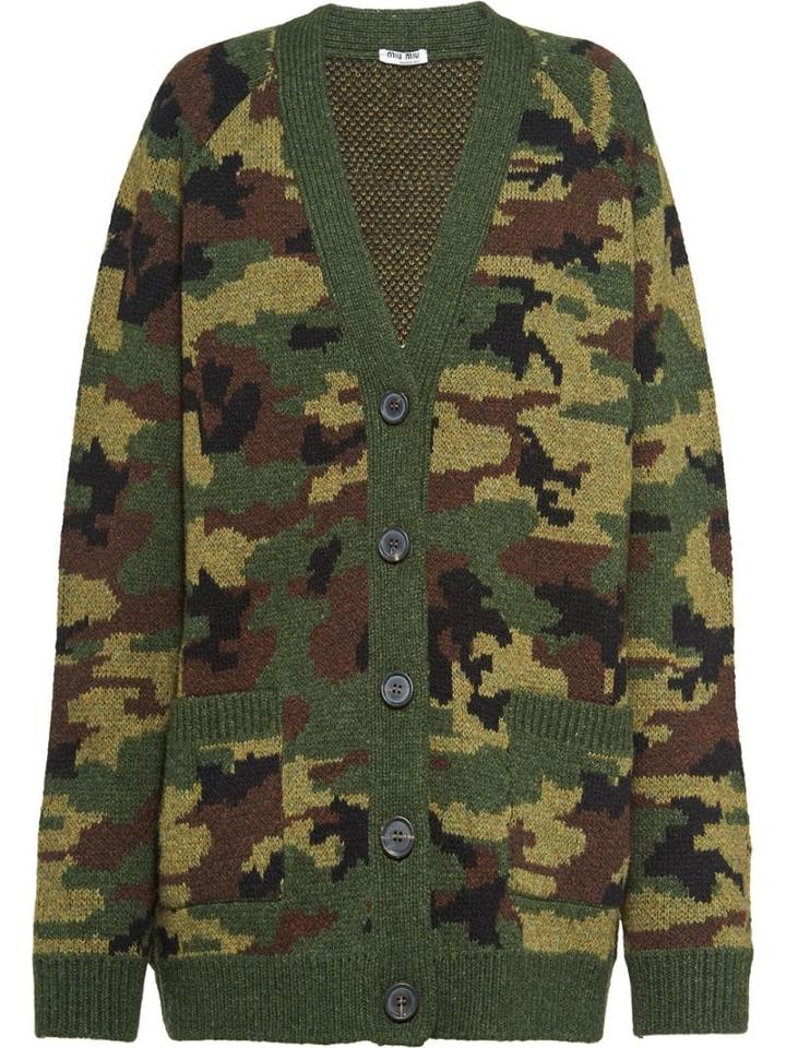 Miu Miu Camouflage Cardigan - Green