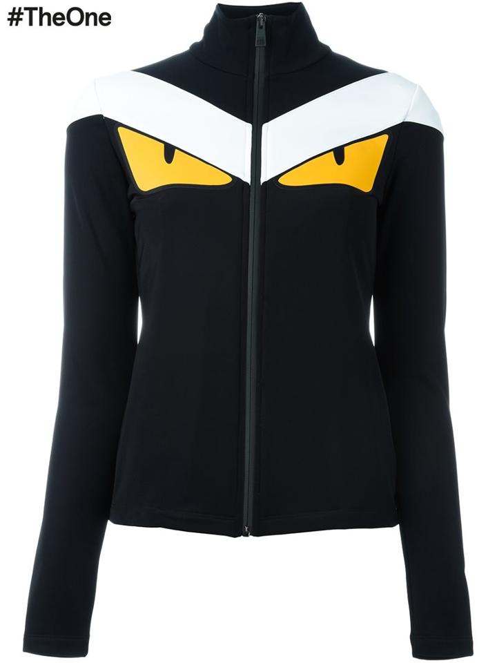 Fendi Bag Bugs Zipped Sweatshirt, Women's, Size: 38, Black, Polyamide/spandex/elastane