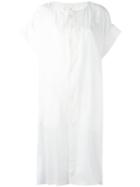 Y's - Collarless Shirt Dress - Women - Linen/flax/tencel - 1, Women's, White, Linen/flax/tencel