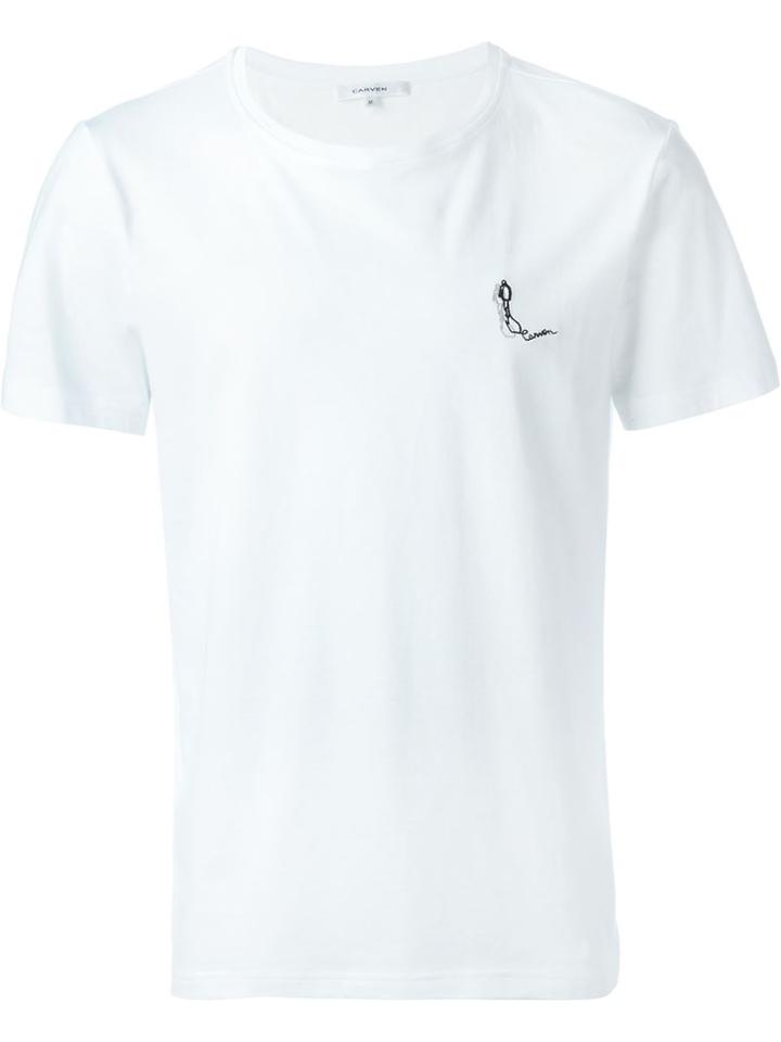 Carven Embroidered Logo T-shirt, Men's, Size: Xl, White, Cotton