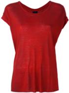 Thom Krom Round Neck T-shirt, Women's, Size: Xs, Red, Linen/flax/viscose