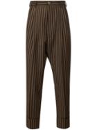Vivienne Westwood Man Pinstripe Pants, Men's, Size: 46, Brown, Cotton/viscose/virgin Wool