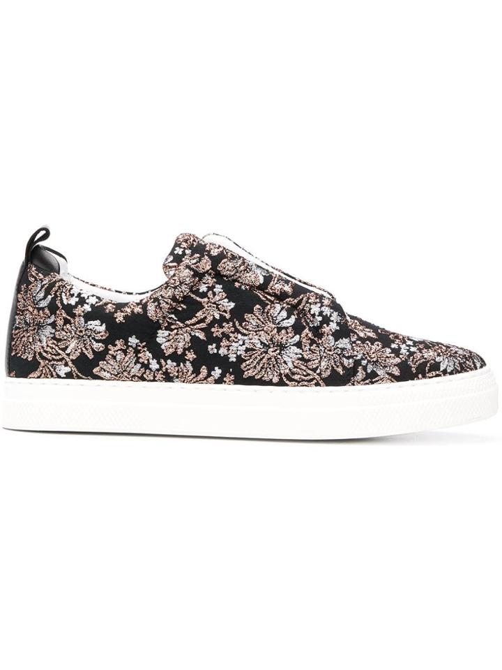 Pierre Hardy Floral Embroidered Slider Sneakers - Black