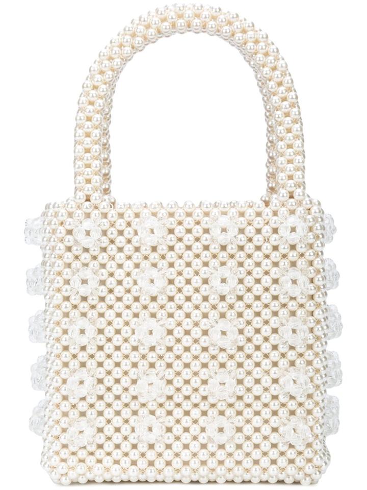 Shrimps All Over Beaded Bag - White