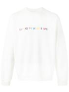 Sunnei Multicoloured Embroidered Slogan Sweatshirt, Men's, Size: Small, White, Cotton