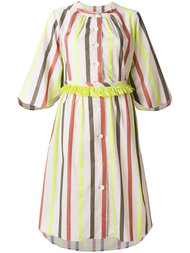 Tsumori Chisato Striped Button Dress - Nude & Neutrals
