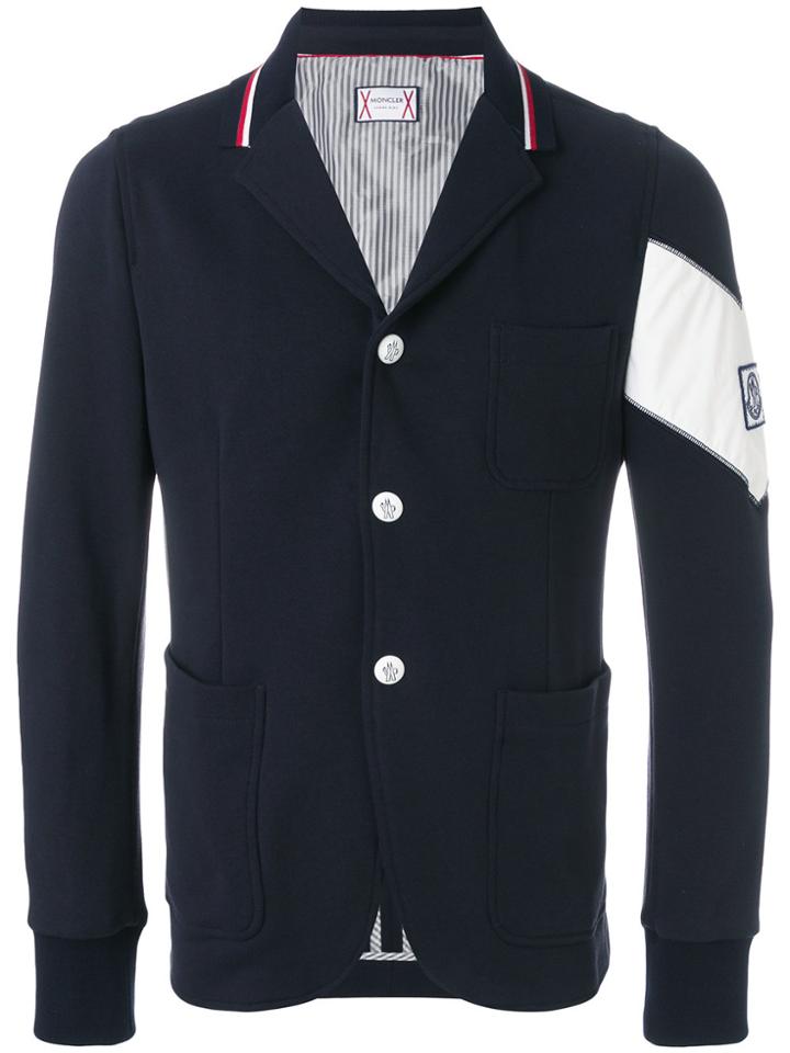Moncler Gamme Bleu Logo Patch Jersey Blazer - Blue
