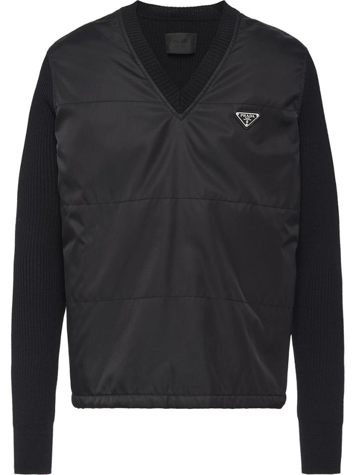 Prada Wool And Nylon Jumper - Black