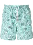Kiton Dotted Print Swim Shorts, Men's, Size: 54, Green, Polyester