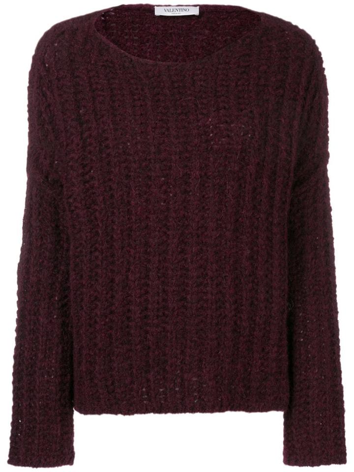 Valentino Boat Neck Jumper - Pink & Purple