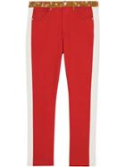 Burberry Straight Fit Deer Print Trim Japanese Denim Jeans - Red
