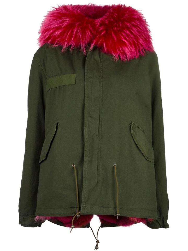 Mr & Mrs Italy Fur Trim Hooded Coat, Women's, Size: Xs, Green, Cotton/leather/polyester/coyote Fur