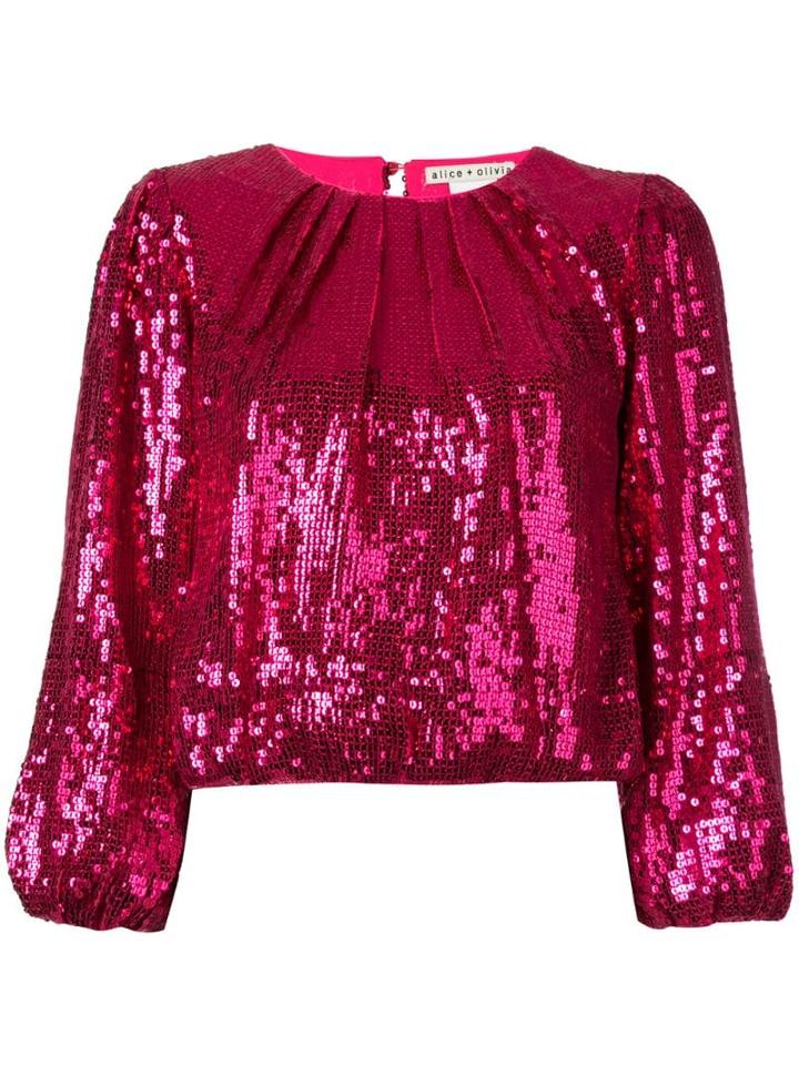 Alice+olivia Avila Sequinned Top - Pink