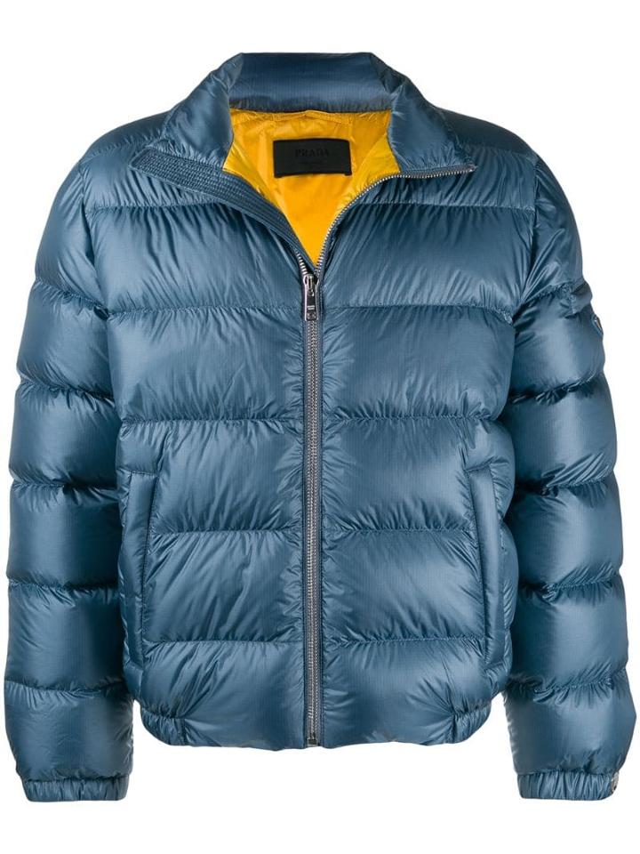 Prada Zip-up Puffer Jacket - Blue