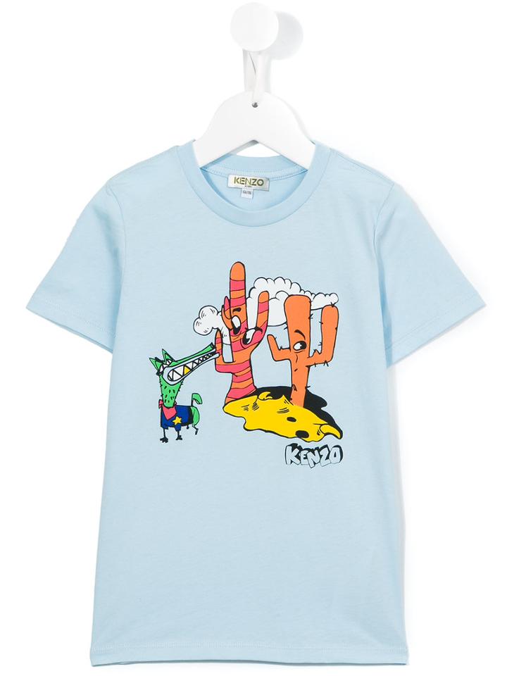 Kenzo Kids Cactus Print T-shirt, Girl's, Size: 8 Yrs, Blue