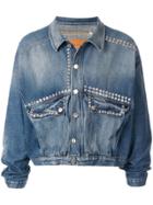 Martine Rose Stud-embellished Cropped Denim Jacket - Blue