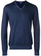 Barba Knit V-neck Sweater - Blue