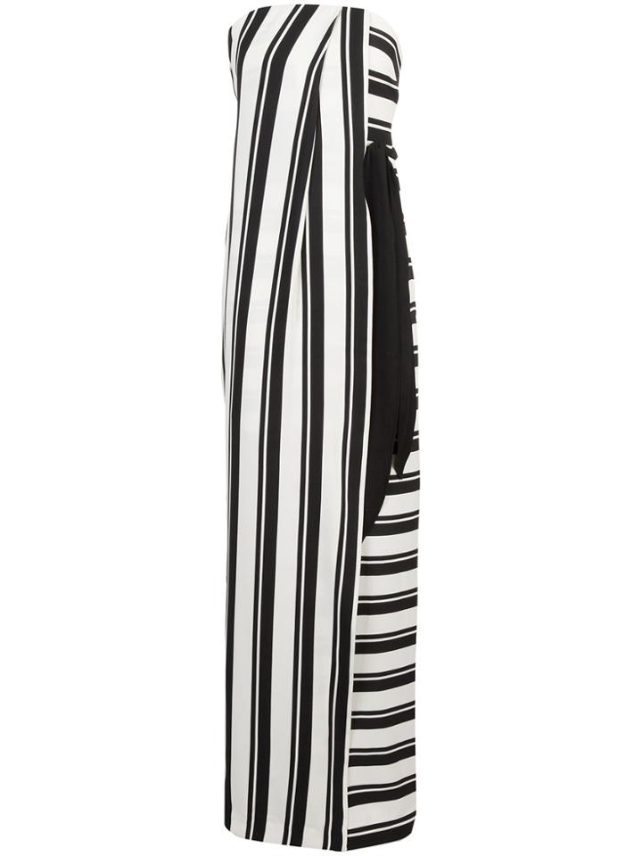 Halston Heritage Striped Strapless Maxi Dress - Black