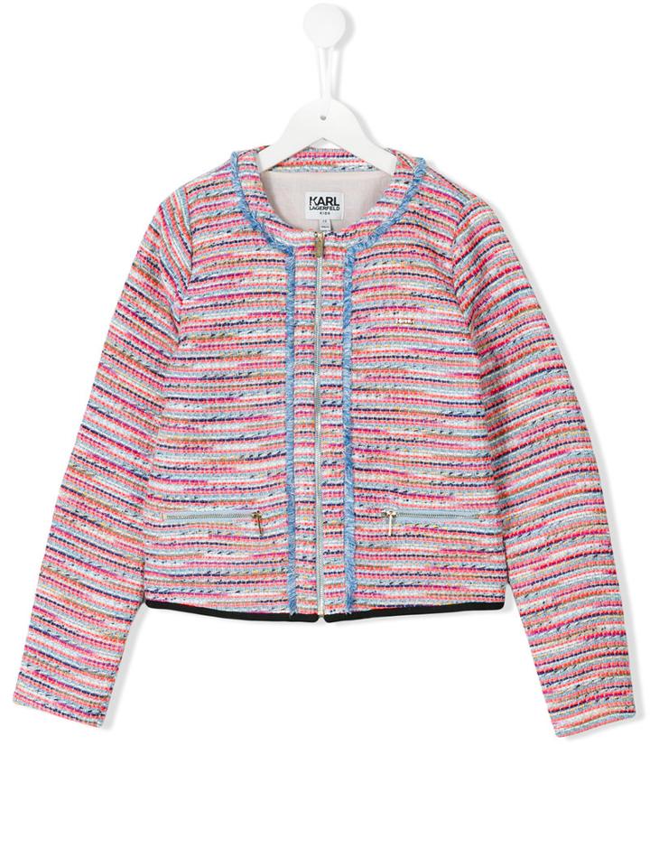 Karl Lagerfeld Kids Tweed Jacket, Girl's, Size: 16 Yrs, Pink/purple