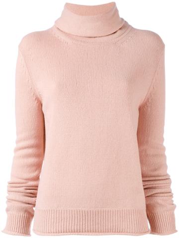 Nina Ricci - Open Back Roll Neck Top - Women - Lambs Wool - S, Pink/purple, Lambs Wool