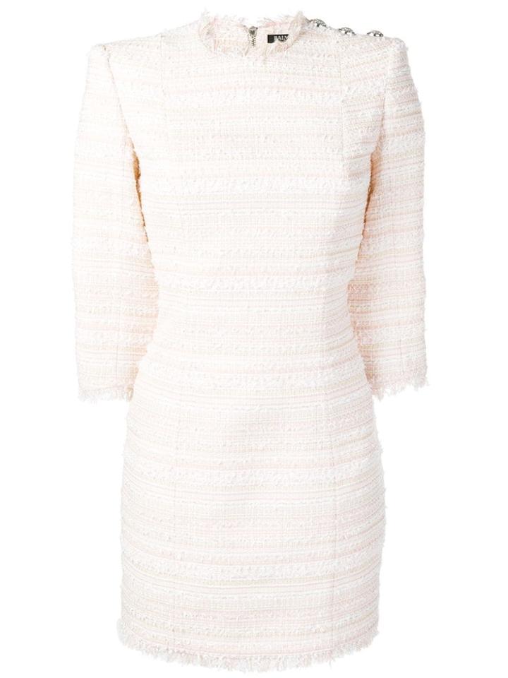 Balmain Tweed Fitted Dress - Pink