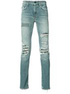 Saint Laurent Distressed Jeans, Men's, Size: 34, Blue, Cotton/spandex/elastane/leather