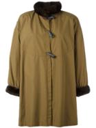Yves Saint Laurent Pre-owned Toggled Fur Trim Coat - Green