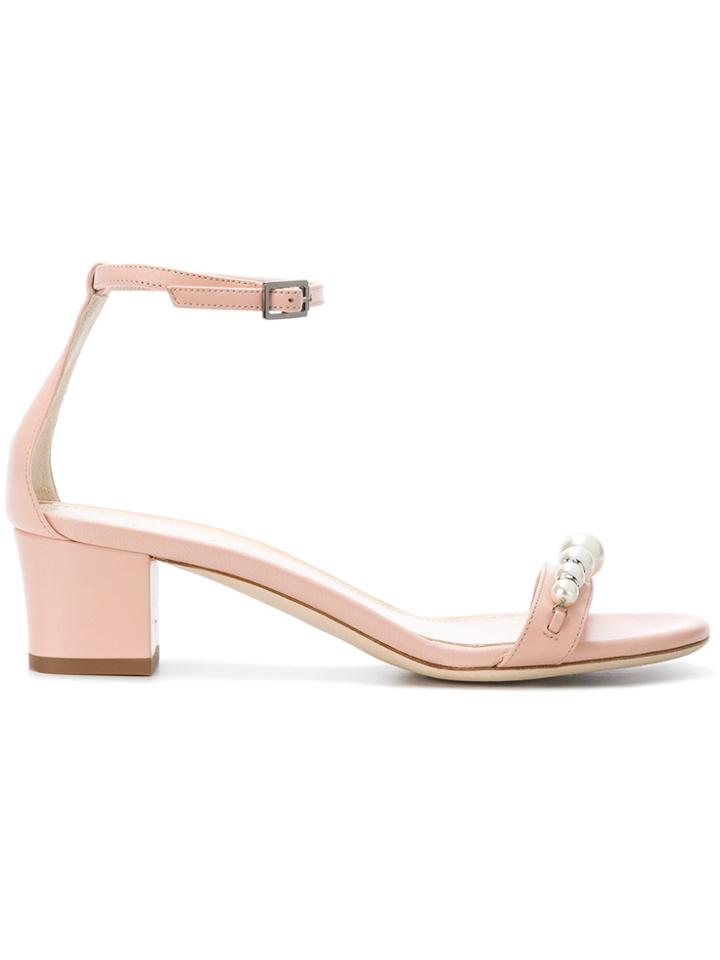 Lanvin Rhinestone Pearl Embellished Sandals - Nude & Neutrals