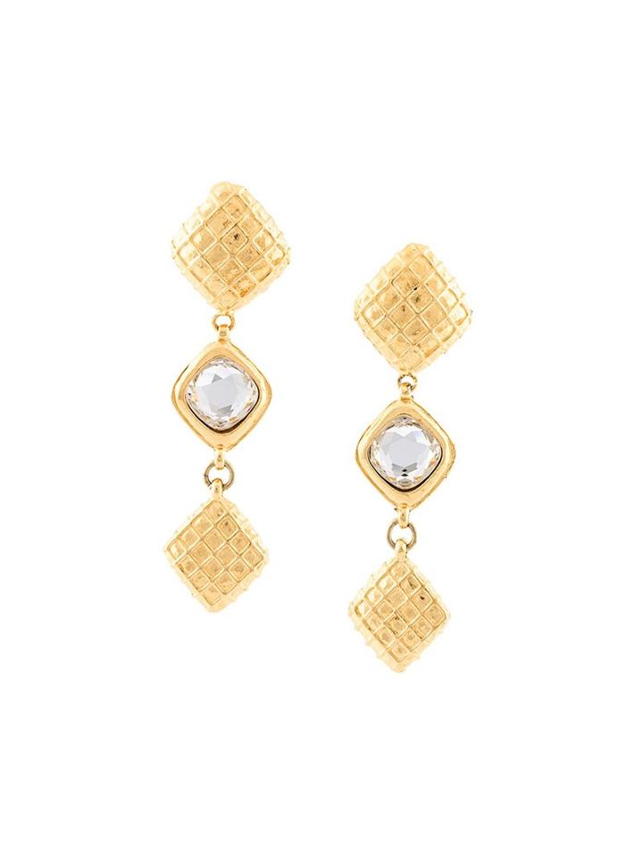 Chanel Vintage Quilted Drop Clip-on Earrings