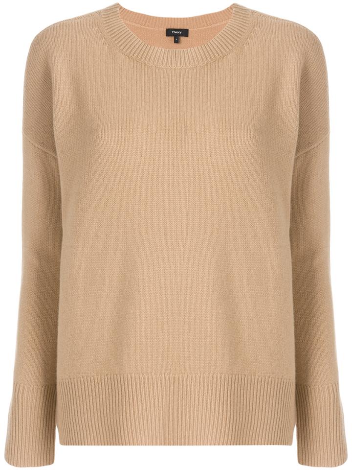 Theory Round Neck Sweater - Brown