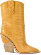 Fendi Crocodile-embossed Ankle Boots - Yellow & Orange