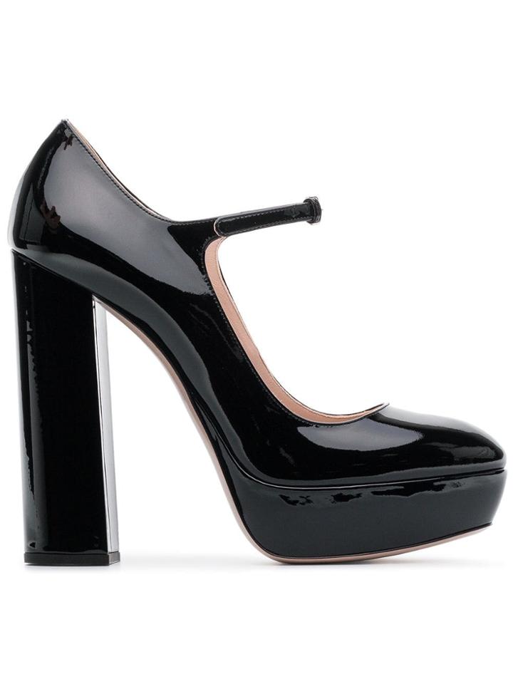 Miu Miu Black 135 Leather Mary Jane Pumps