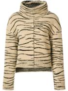 Ssheena Zebra Print Turtleneck Sweater - Neutrals