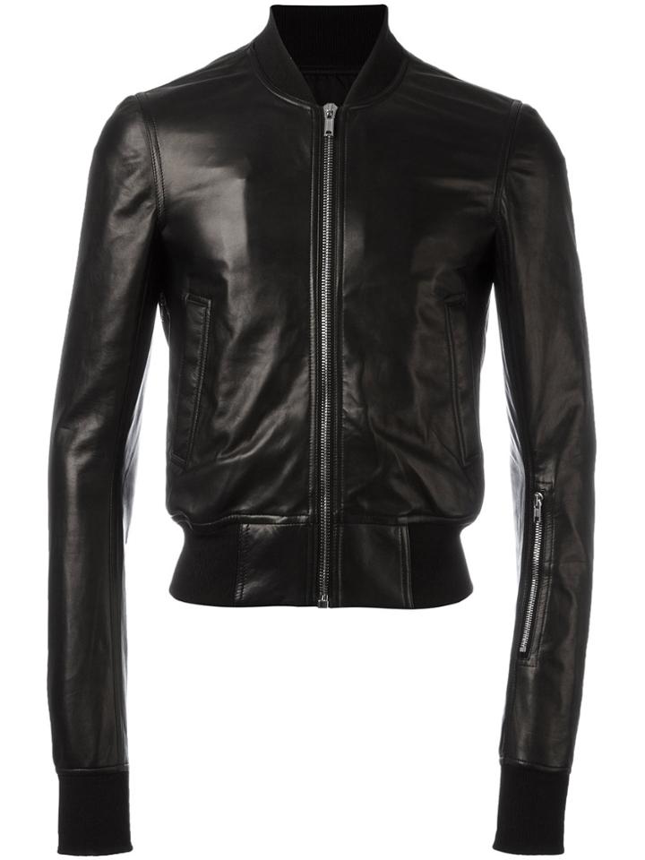 Rick Owens Cropped Bomber Jacket - Black