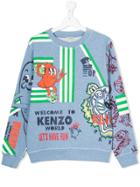 Kenzo Kids Teen Mixed-print Sweatshirt - Blue