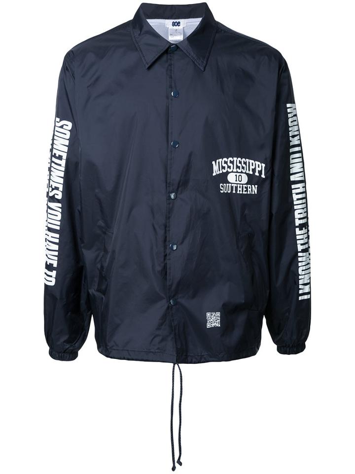 Soe - Printed Shell Jacket - Men - Nylon - One Size, Blue, Nylon